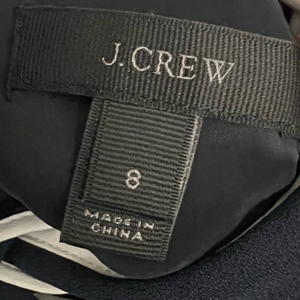 J Crew NWT Bow Tie Neck Dress 
Crepe Cap Sleeve  Navy Blue & White size 8 - Picture 8 of 9